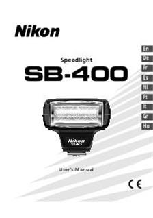 Nikon SB 400 manual. Camera Instructions.